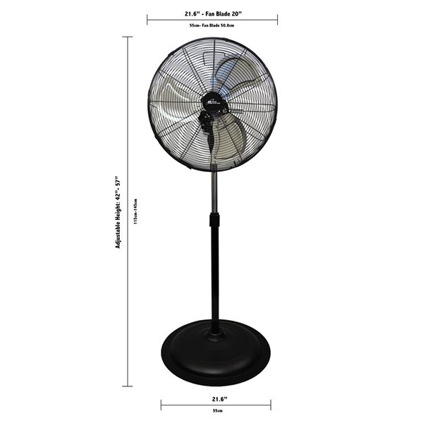 Royal Sovereign 20-in 3-Speed Indoor High Velocity Oscillating Pedestal Fan - 4650 CFM