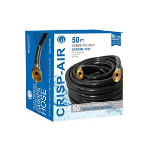 Boyau d'arrosage flexible polymère hybride de Crisp-Air 5/8 po x 50 pi, noir