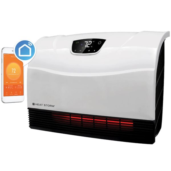 Heat Storm 1500 W Wall Mount Electronic Wi-Fi Cool-Touch Heater with Built-In Thermostat - 3 Heat Settings