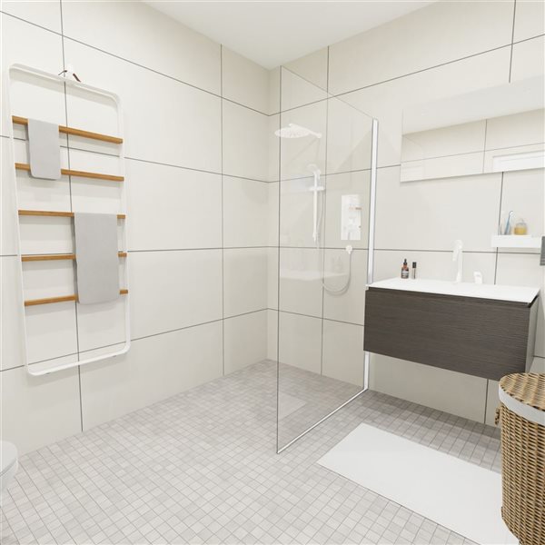 Turin Bonita 38 x 80-in White Fixed Frame Clear Glass Shower Panel