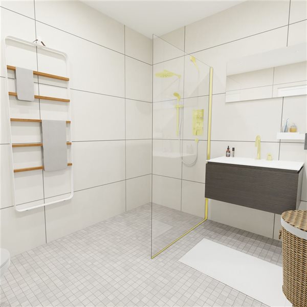 Turin Bonita 40 x 80-in Brass Fixed Frame Clear Glass Shower Panel