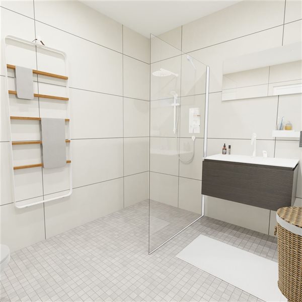 Turin Bonita 40 x 80-in White Fixed Frame Clear Glass Shower Panel