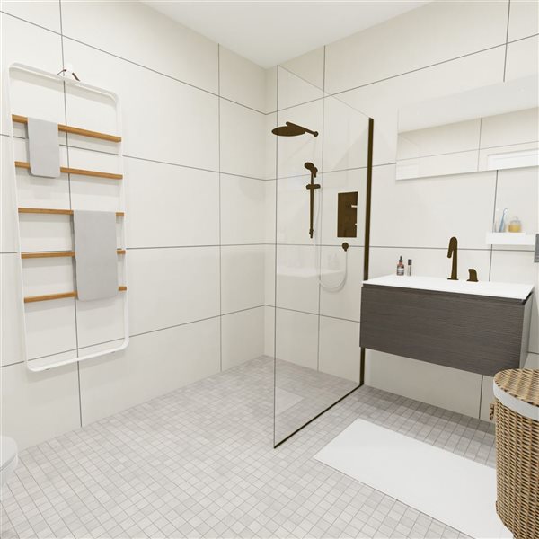 Turin Bonita 38 x 80-in Bronze Fixed Frame Clear Glass Shower Panel