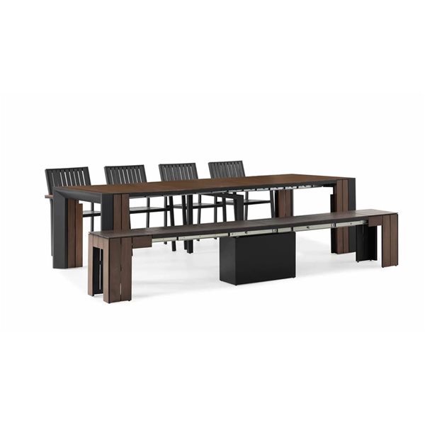 Transformer Table 6-in-1 Extendable Outdoor Dining Table Set for up to 10 people - Mocha Brown