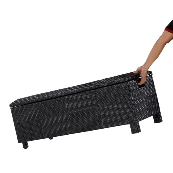 Banc-coffre de terrasse Patioflare en osier noir rembourré 60 gallons