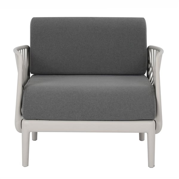 Fauteuil modulaire collection Beautiful World de Patioflare gris motif à feuille en plastique recyclé