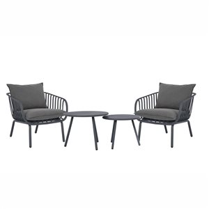 Patioflare Balcony Collection Grey GRS Recycled Plastic Vista 4-Piece Chat Set