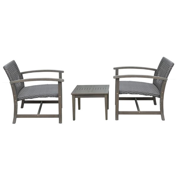 Patioflare Galena FSC Acacia Wood and Wicker 3-Piece Oversized Bistro Set