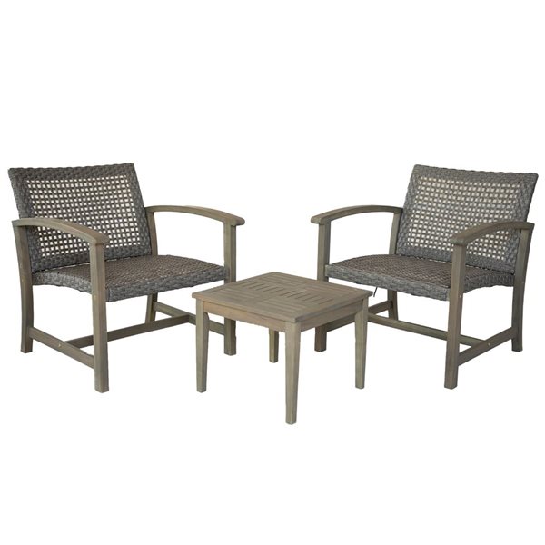 Patioflare Galena FSC Acacia Wood and Wicker 3-Piece Oversized Bistro Set