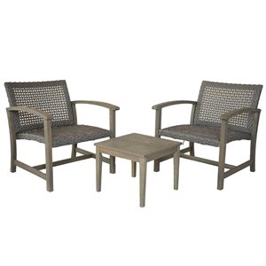 Patioflare Galena FSC Acacia Wood and Wicker 3-Piece Oversized Bistro Set