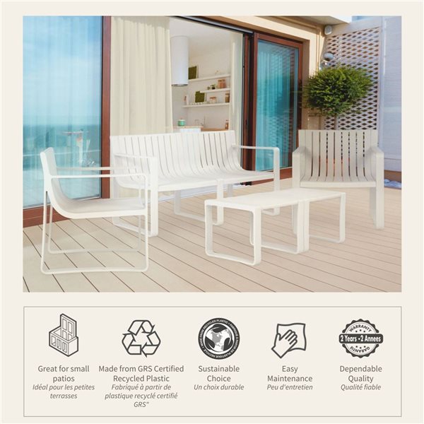 Patioflare Beautiful World Collection Pioneer Beige Recycled Plastic 4-Piece Conversation Set