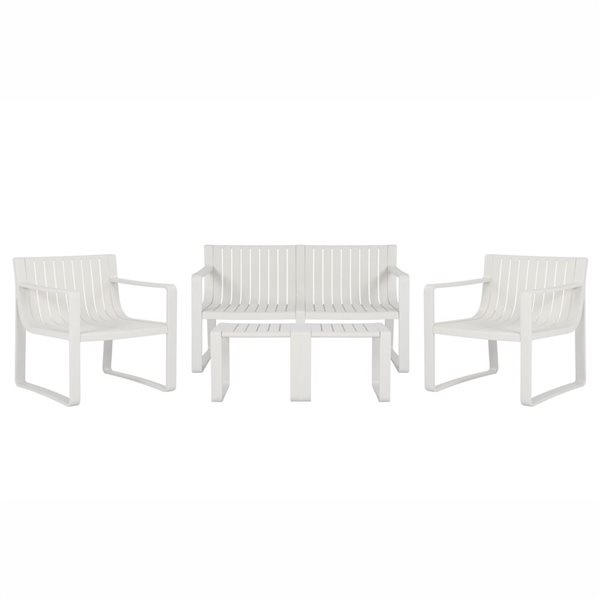 Ensemble de mobilier d'extérieur 4 morceaux Pioneer collection Beautiful World par Patioflare en plastique recyclé beige