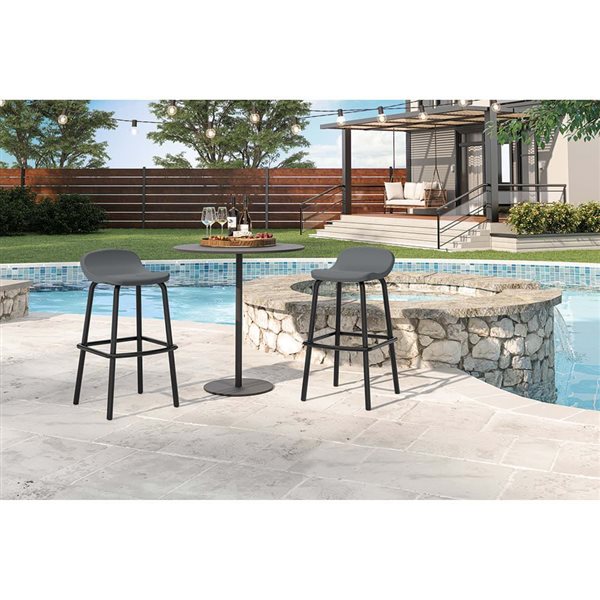 Suncast 2-Pack Cool Grey Outdoor Bar Stools