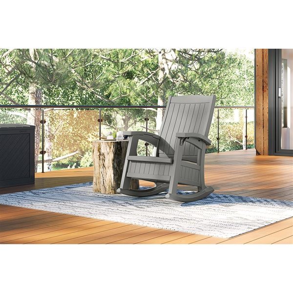 Chaise berçante avec rangement Suncast grise