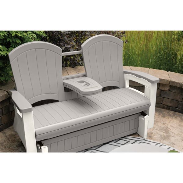 Suncast Grey Adirondack Glider with Console