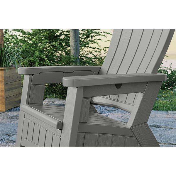 Chaise Adirondack Suncast grise avec rangement