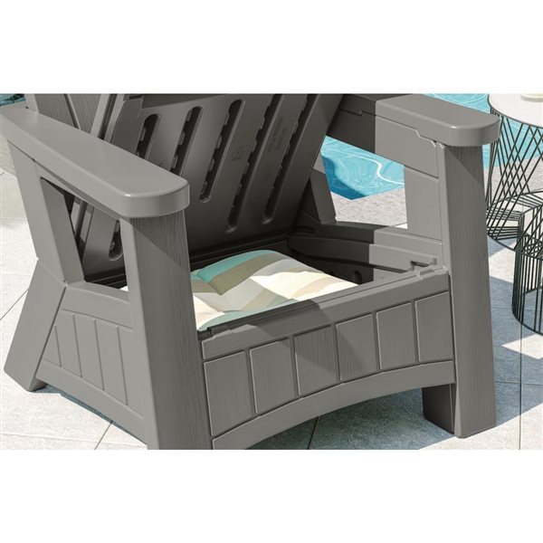 Chaise Adirondack Suncast grise avec rangement