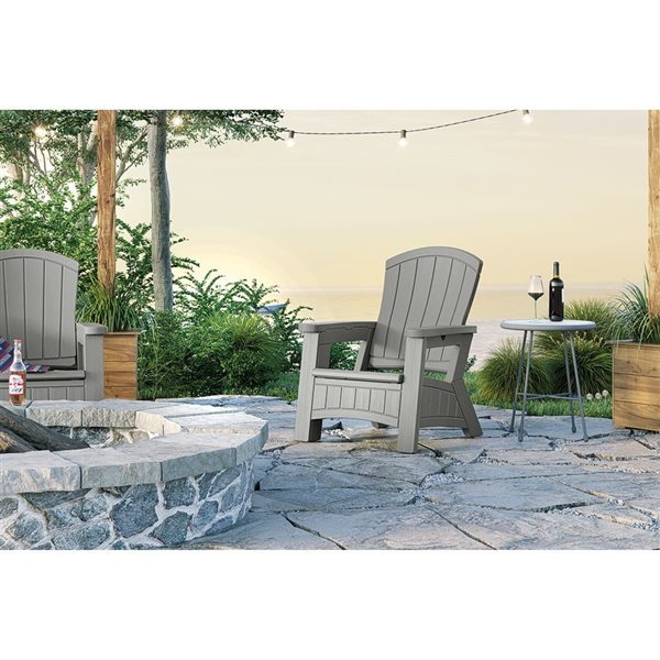 Chaise Adirondack Suncast grise avec rangement