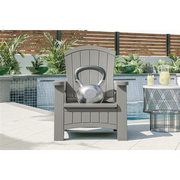 Chaise Adirondack Suncast grise avec rangement