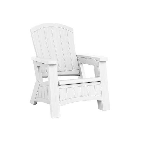 Chaise Adirondack Suncast blanche avec rangement