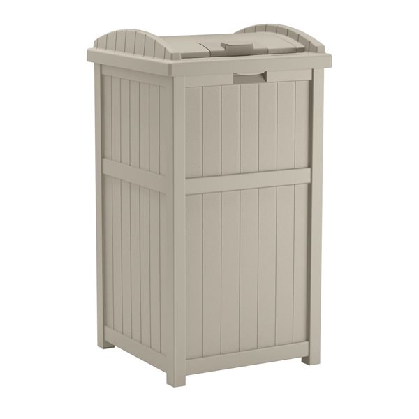 Suncast 17 x 31.5 x 17-in Light Taupe Resin Trash Hideaway