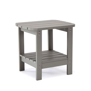 Table d'appoint Tanfly avec tablette polycarbonate gris pâle 18 x 19 x 15 po