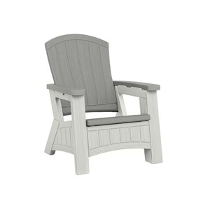 Chaise Adirondack Suncast blanche/grise avec rangement