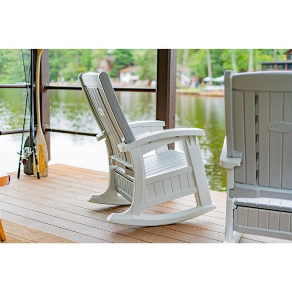 Suncast Grey/White Rocking Chair with Storage