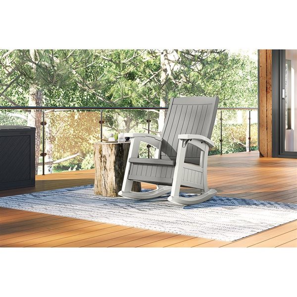 Suncast Grey/White Rocking Chair with Storage