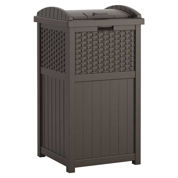 Suncast Wicker Trash Hideaway 17 x 31.5 x 16in Brown Resin Container