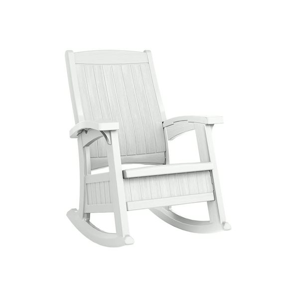 Chaise berçante Suncast blanche avec rangement