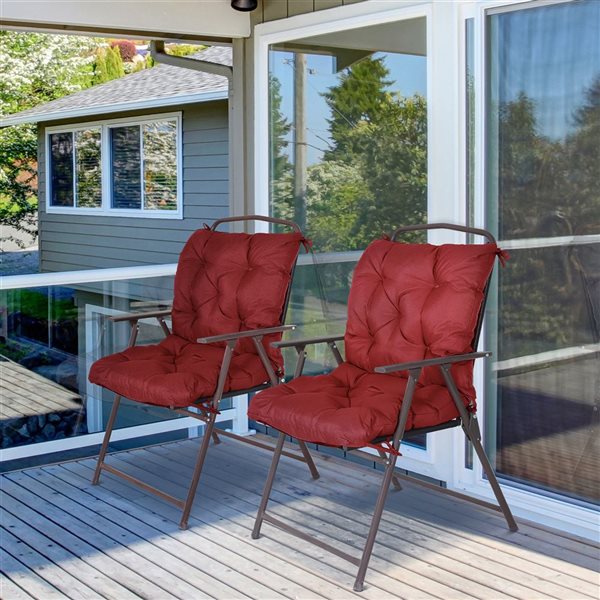 Outsunny 2 Garden Chair Wine Red Polyester Cushion Set with Backrest