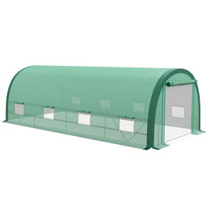 Outsunny 19.5 x 10-ft Upgraded Galvanized Steel/Polyethylene Tunnel Greenhouse with Mesh Door