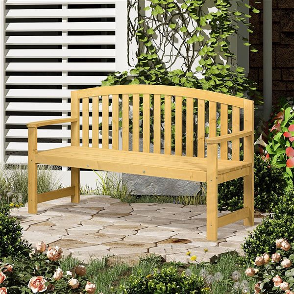 Banc de jardin Outsunny 56,3 x 20,1 x 33,5 po en cèdre 2 places à lattes