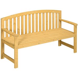 Outsunny 56.3 x 20.1 x 33.5-in Cedar 2-Seating Slatted Design Garden Bench