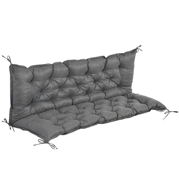 Outsunny Patio Bench Solid Grey Cushion with Backrest and Ties 84G ...