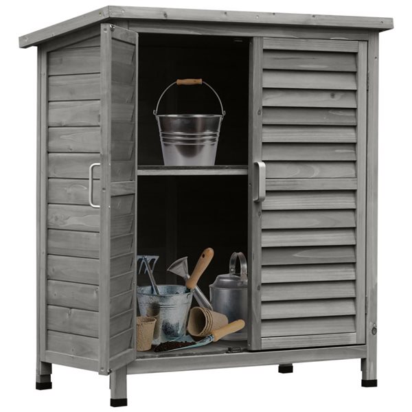 Outsunny 34.3 L x 18.3 W x 38-in H Grey Wooden Garden Storage Shed