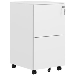 Vinsetto White Steel 2-Drawer File Cabinet with Lock and Hanging Bar for Letter and Legal Size