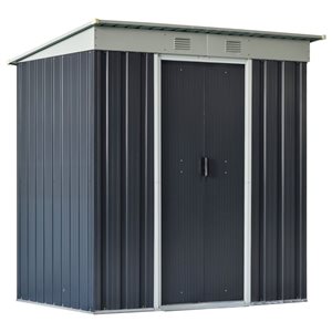 Outsunny 6 x 4-ft Grey Galvanized Steel Outdoor Storage Shed with Sliding Doors and Vents