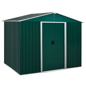 Outsunny 8 x 6-ft Green Galvanized Steel Outdoor Storage Shed with Sliding Doors and Vents