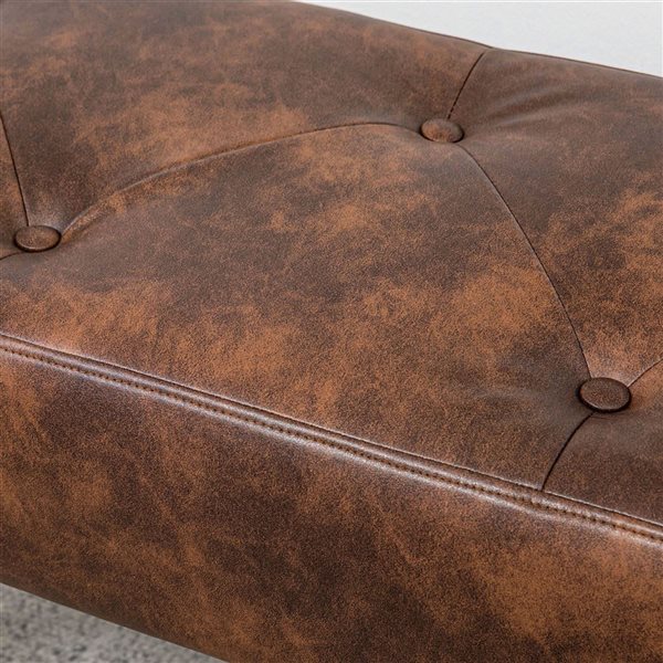 HomCom Brown End of Bed Bench with Button Tufted PU Leather Upholstery