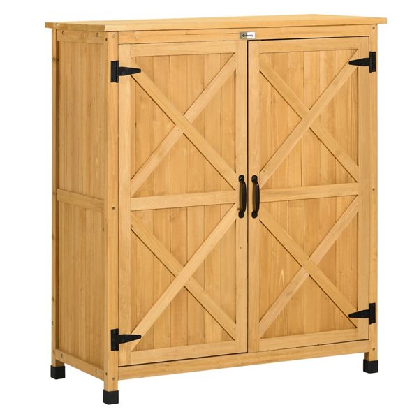 Outsunny 36.8 W x 17.7 D x 44.1-in H Natural Wooden Outdoor Storage ...