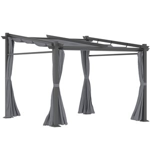 Outsunny 10 L x 10 W x 6.4/7.5-ft H Dark Grey Metal Pergola with Sliding Roof Canopy
