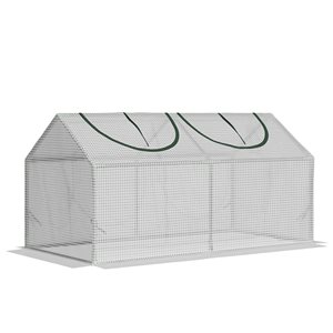 Outsunny PVC/Iron Frame Portable Tunnelled Warm Greenhouse for Garden Planting - 2-ft H x 3.9-ft L