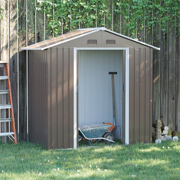 Outsunny 6.5 x 3.5-ft Grey Galvanized Steel Garden Shed for Outdoor Storage