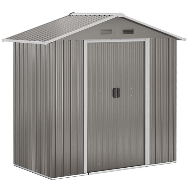 Outsunny 6.5 x 3.5-ft Grey Galvanized Steel Garden Shed for Outdoor Storage