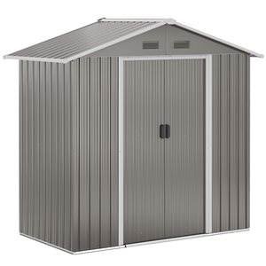 Outsunny 6.5 x 3.5-ft Grey Galvanized Steel Garden Shed for Outdoor Storage