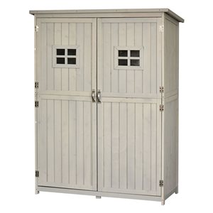 Outsunny 50.2 L x 19.7 W x 62.2/64.6-in H Light Grey Wooden Garden Storage Shed with Windows