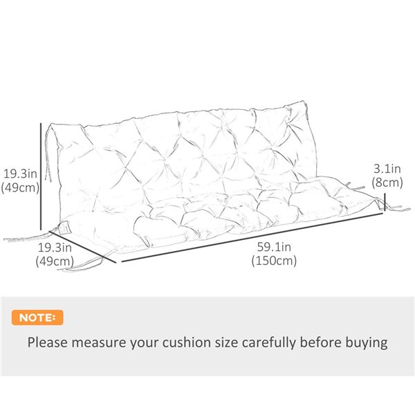 Outsunny 3-Seater Garden Bench Sky Blue Thick Upholstered Cushion with Backrest