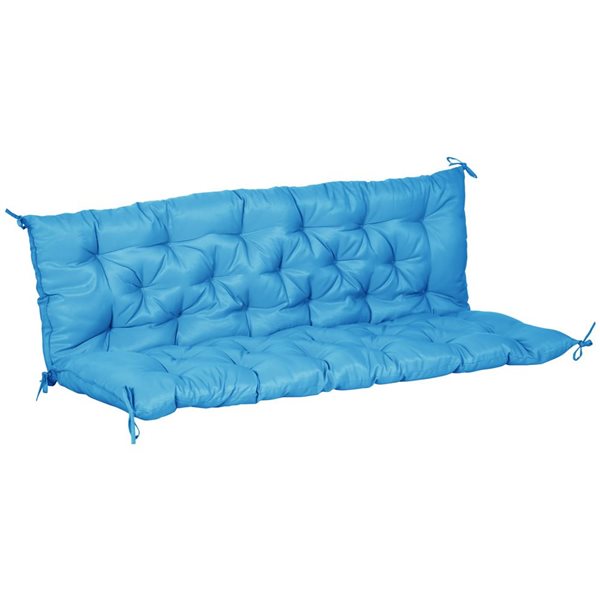 Image of Outsunny | 3-Seater Garden Bench Sky Blue Thick Upholstered Cushion With Backrest | Rona